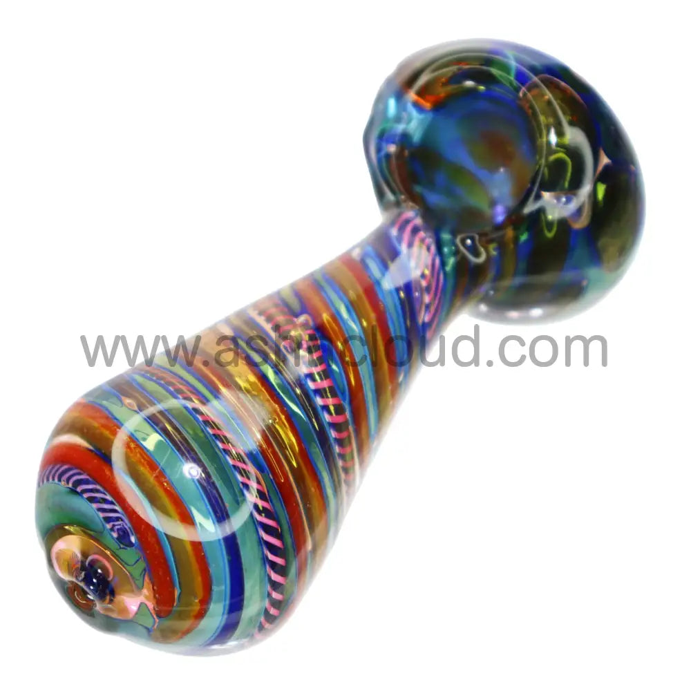 5 In - Swirl Glass Hand Pipe Multicolor Spoon