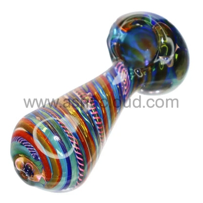 5 In - Swirl Glass Hand Pipe Multicolor Spoon