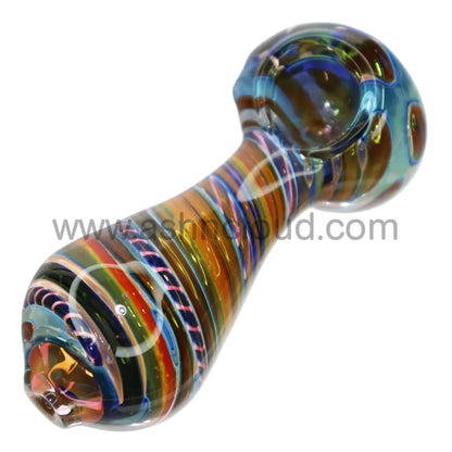 5 In - Swirl Glass Hand Pipe Multicolor Spoon