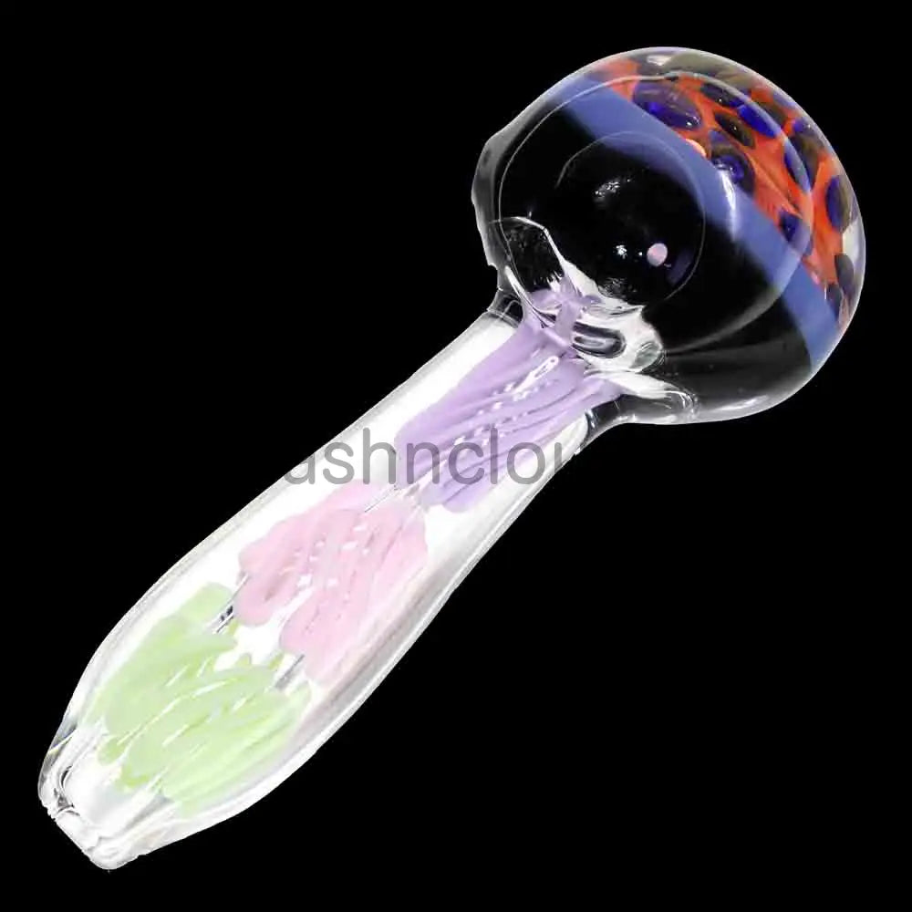 5 in - Swirl Slime Honeycomb Clear Glass Spoon Pipe