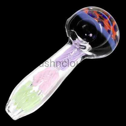 5 in - Swirl Slime Honeycomb Clear Glass Spoon Pipe
