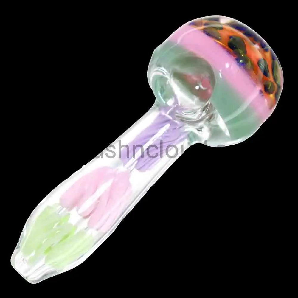 5 in - Swirl Slime Honeycomb Clear Glass Spoon Pipe