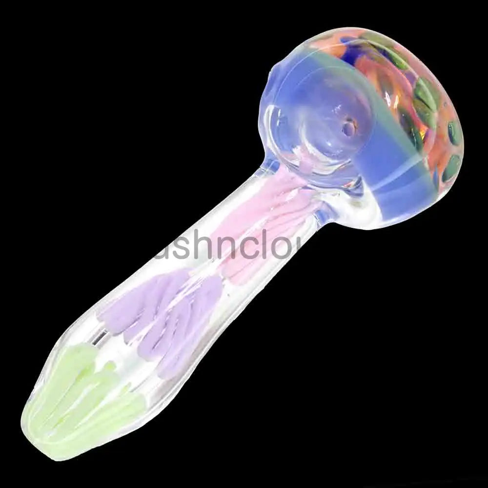 5 in - Swirl Slime Honeycomb Clear Glass Spoon Pipe