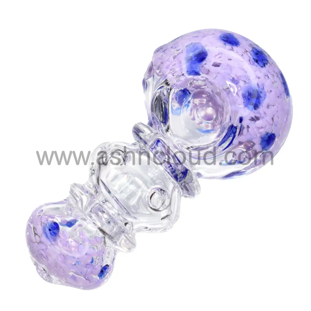 5 In - Triple Ring Clear Multicolor Doted Head Hand Pipe Spoon