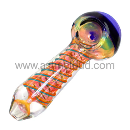 5 In - Twisted Orange Fancy Double Color Head Hand Pipe Spoon