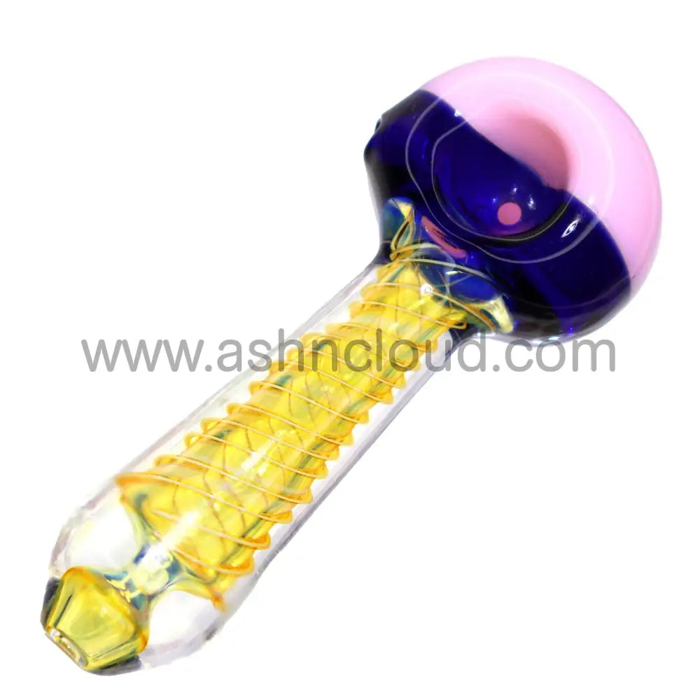 5 In - Twisted Orange Fancy Double Color Head Hand Pipe Spoon