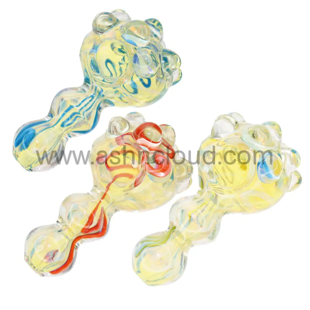 5 In - Yellow Fumed Multiballs Hand Pipe Spoon