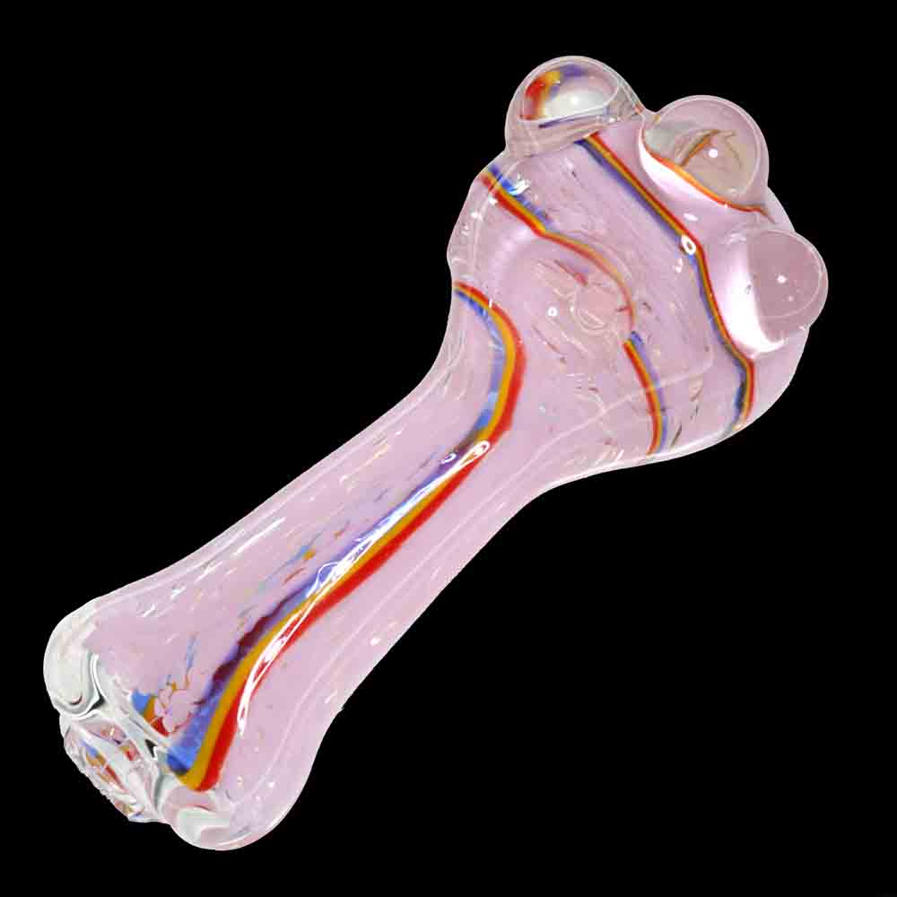 5" Slime Color Glass Hand Pipe with Rainbow Accents – Spoon Pipe