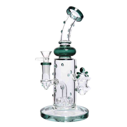 10 in - Monster Face Side Dots Glass Water Pipe Bong