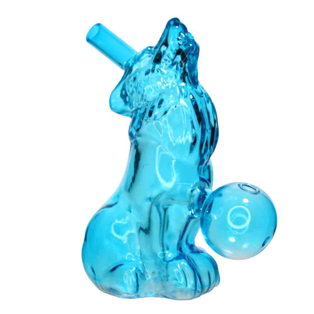 Howling Wolf Oil Burner Water Pipe – 4” Colored Glass Pipe for Smoke Shops (Assorted Colors)