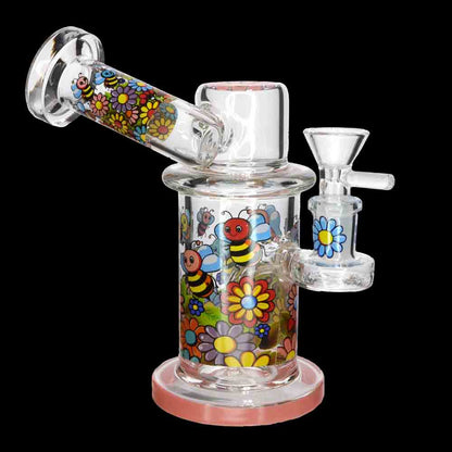 8" Thick Floral Cartoon Glass Bong with Internal Perc – Wholesale Water Pipe