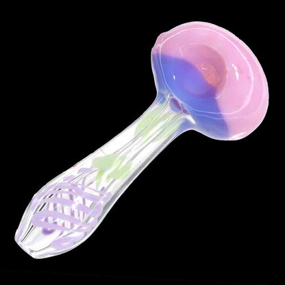 5" Glass Hand Pipe with Slime Color Head & Honeycomb Design – Spoon Pipe