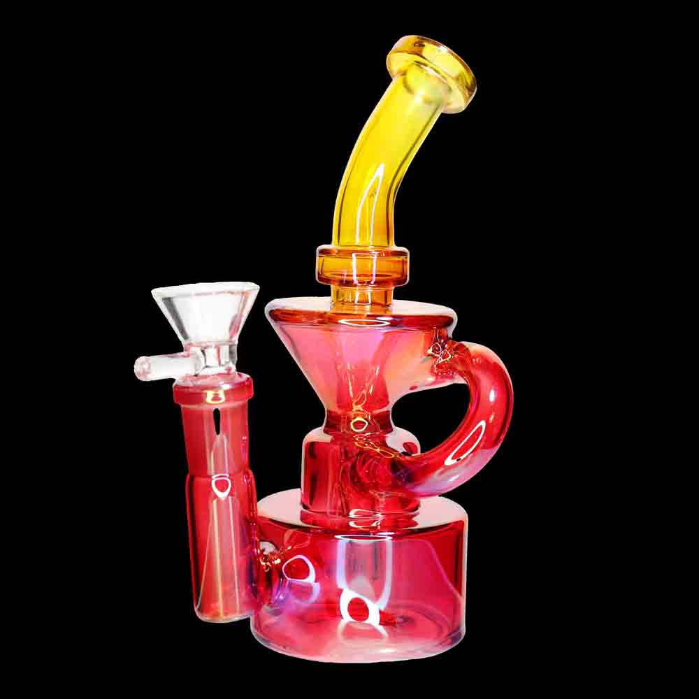 8 Inch Recycler Dab Rig | Wholesale Color Glass Recycler Rig