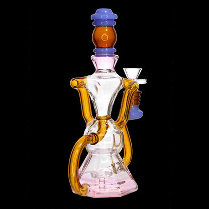 9" Artistic Recycler Glass Water Pipe | Colorful & Durable Wholesale Smoke Shop