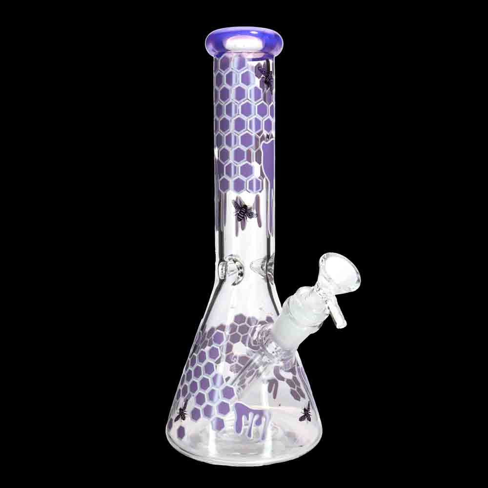 Thick Honeycomb Beaker Bong 10" 5 MM – Bee & Honey Drip Design | Best Seller | Wholesale