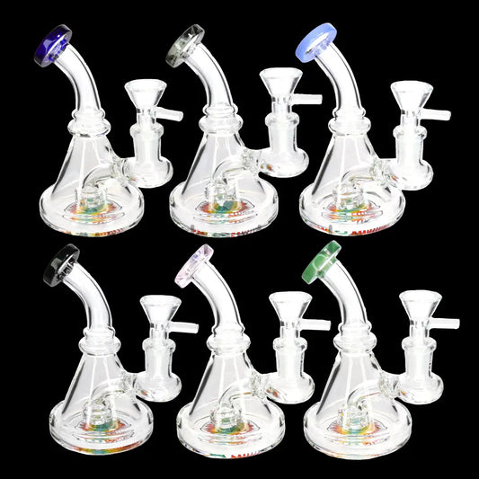 6’’ Glass Bong with Color Mouthpiece & Internal Perc – Water Pipe