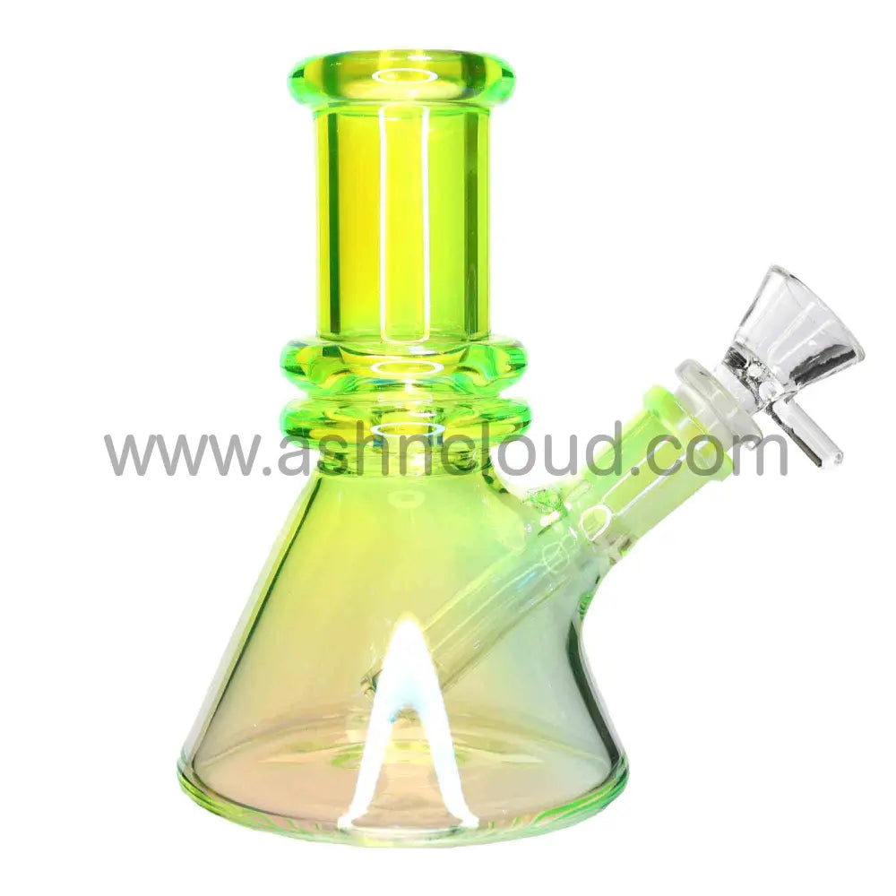 6 In - Beaker Heavy Irisdecent Glass Bong 10 Colors