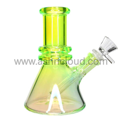6 In - Beaker Heavy Irisdecent Glass Bong 10 Colors