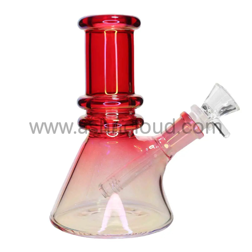 6 In - Beaker Heavy Irisdecent Glass Bong 10 Colors