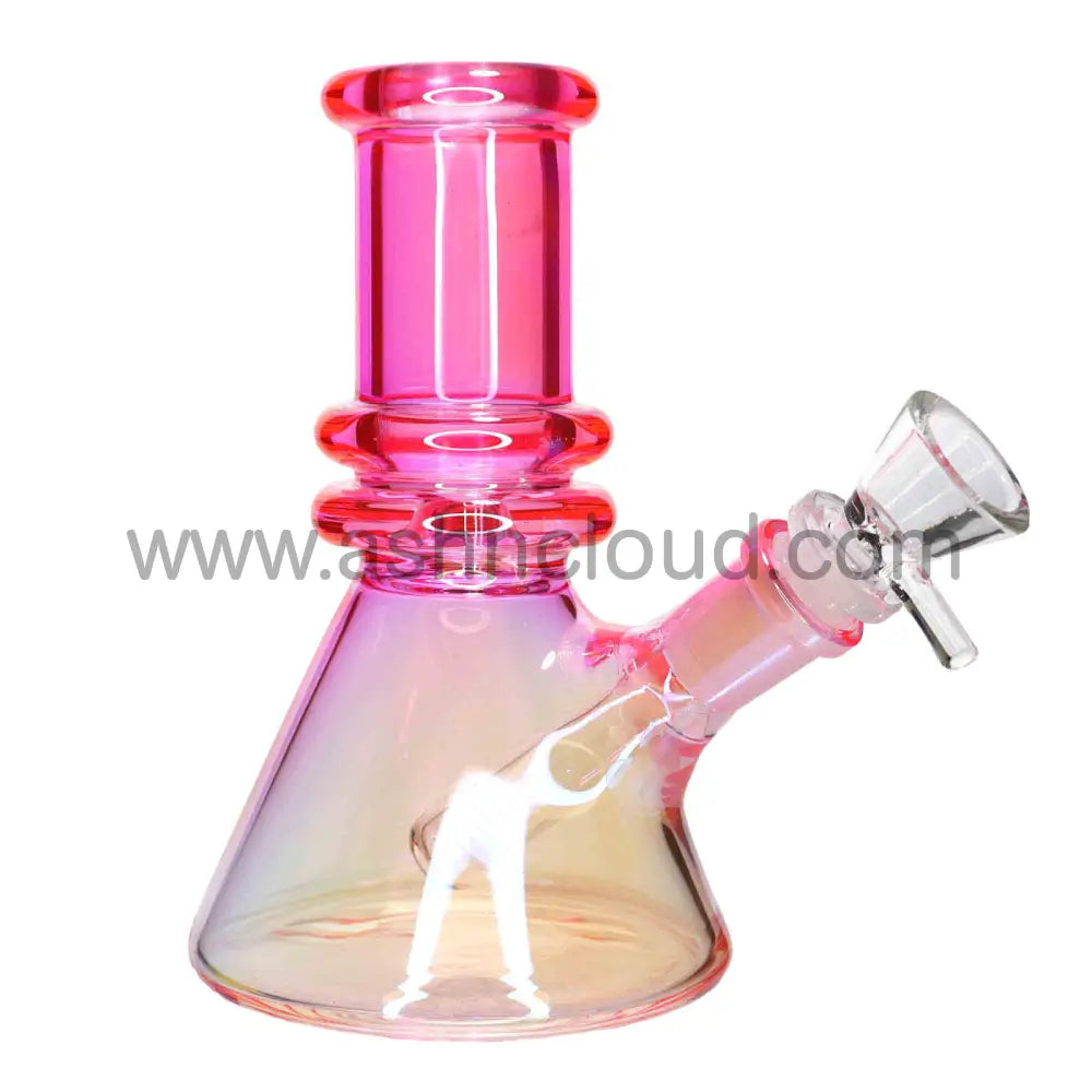 6 In - Beaker Heavy Irisdecent Glass Bong 10 Colors