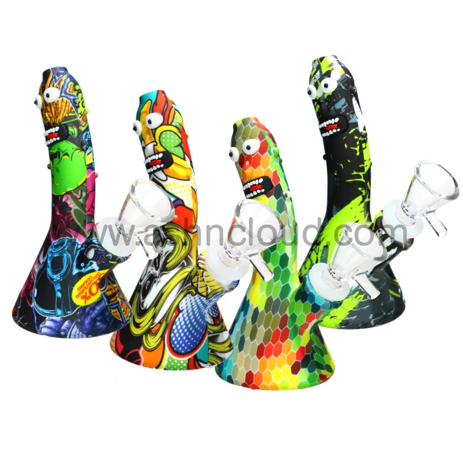6 Inch Beaker Monster Worm Silicone Bong