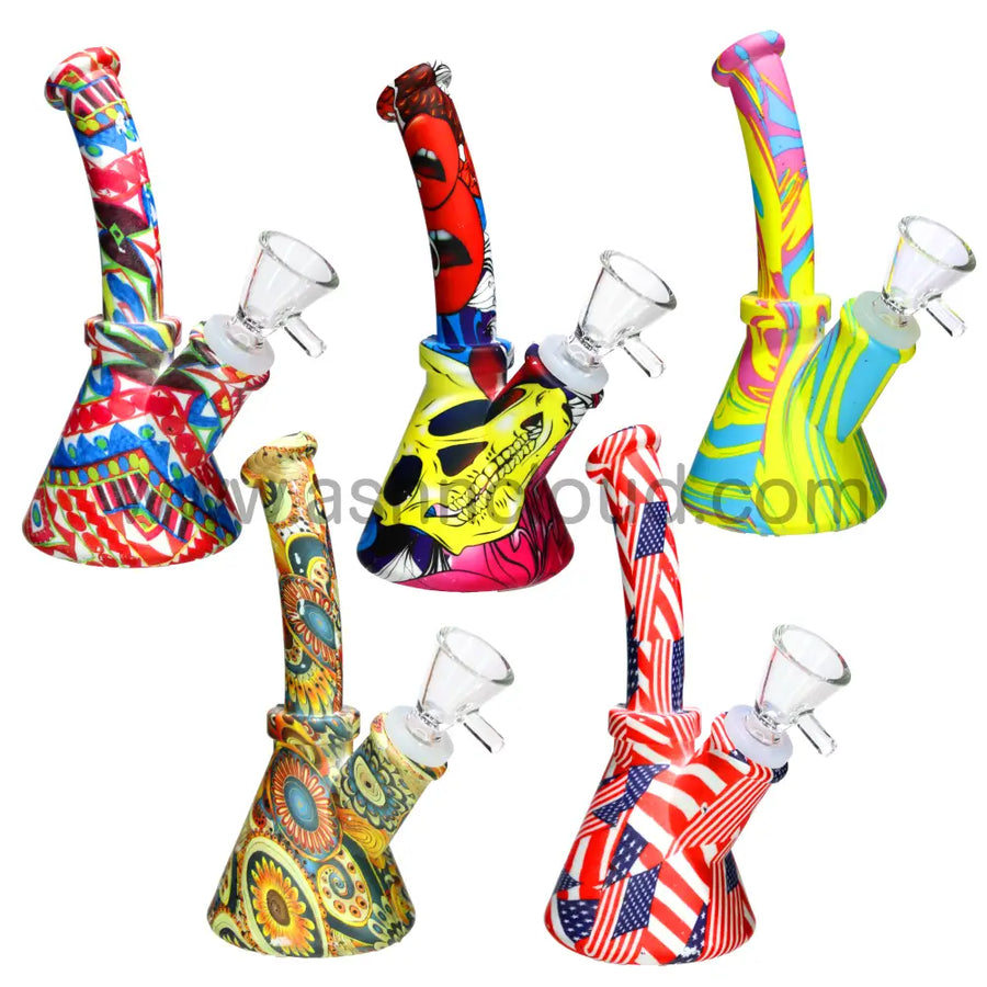 6 Inch Beaker Multi-Design Silicone Bong