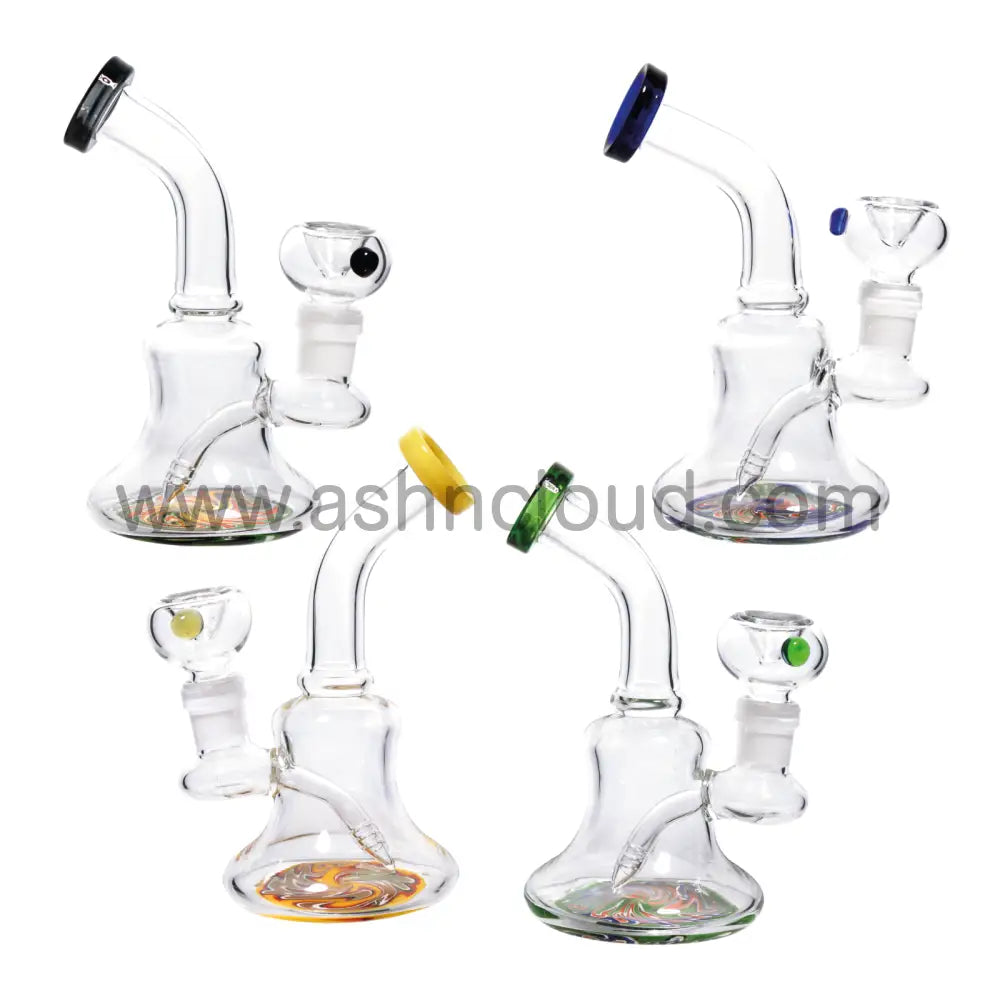 6 In - Clear Glass Curvy Mini Bong Wig Wag