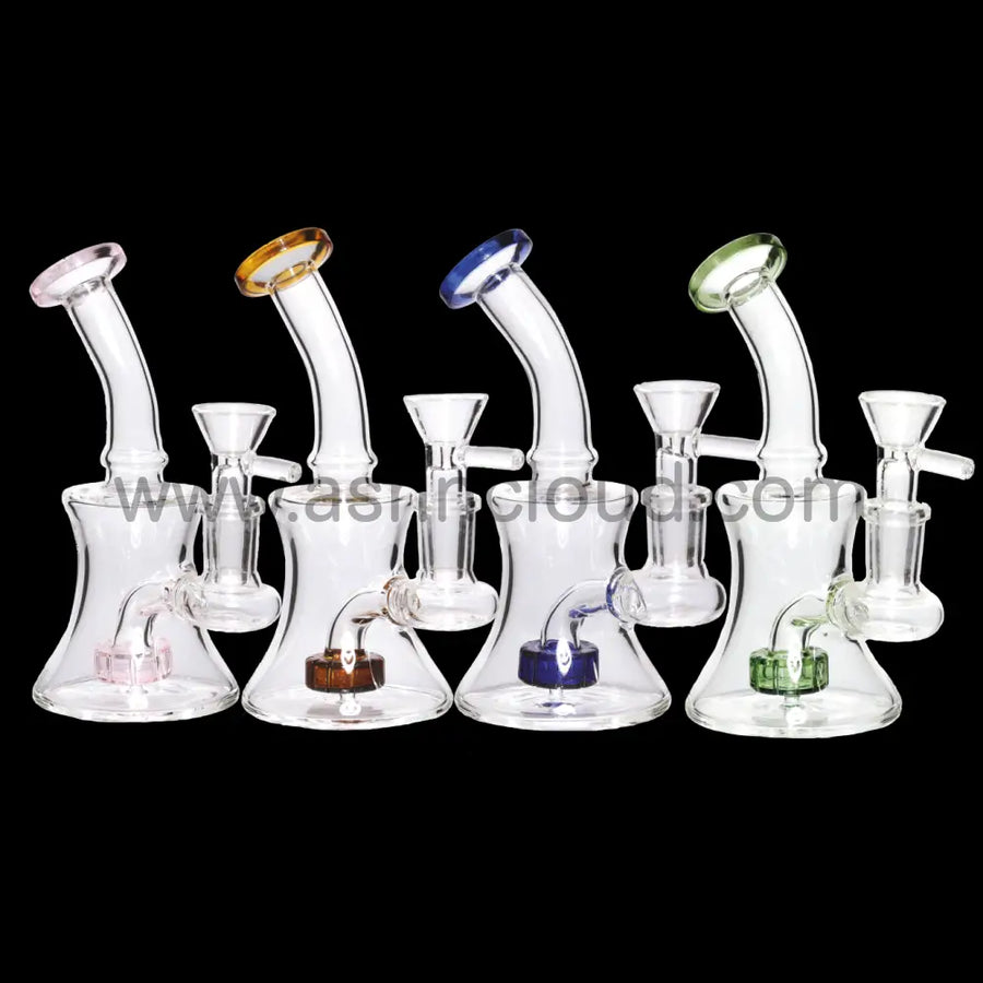 6 Inch Clear One-Tone Perc Glass Bong