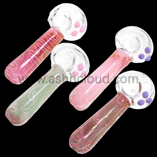 6 in - Clear Head Pink Body Glass Spoon Pipe