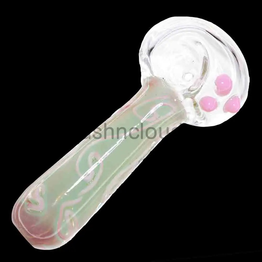 6 in - Clear Head Pink Body Glass Spoon Pipe