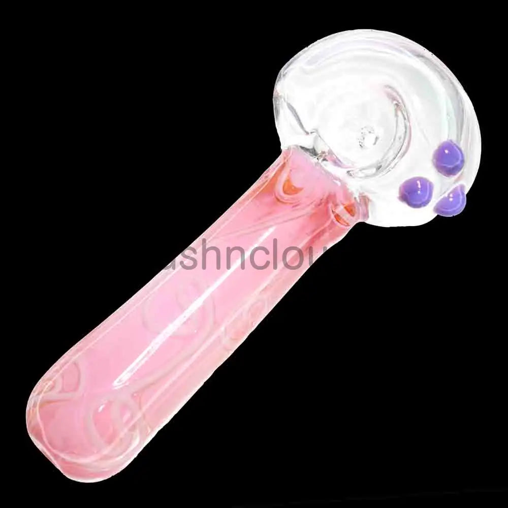6 in - Clear Head Pink Body Glass Spoon Pipe