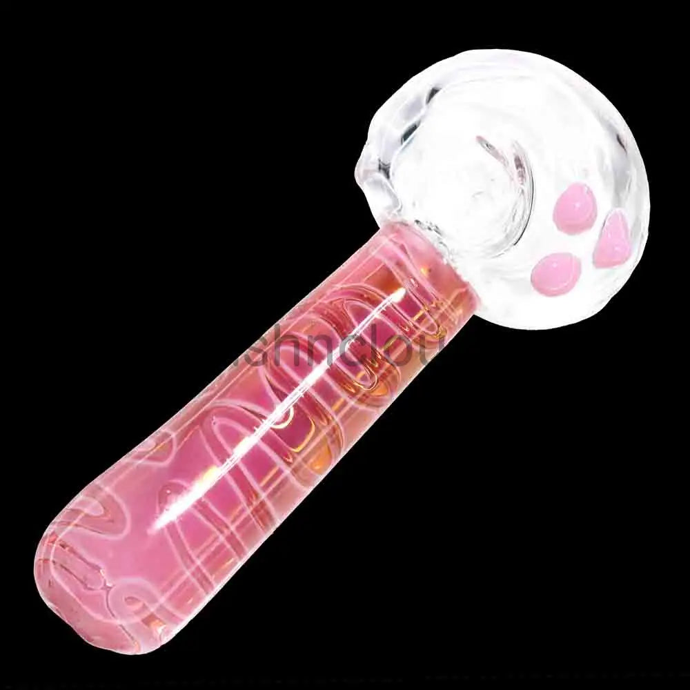 6 in - Clear Head Pink Body Glass Spoon Pipe