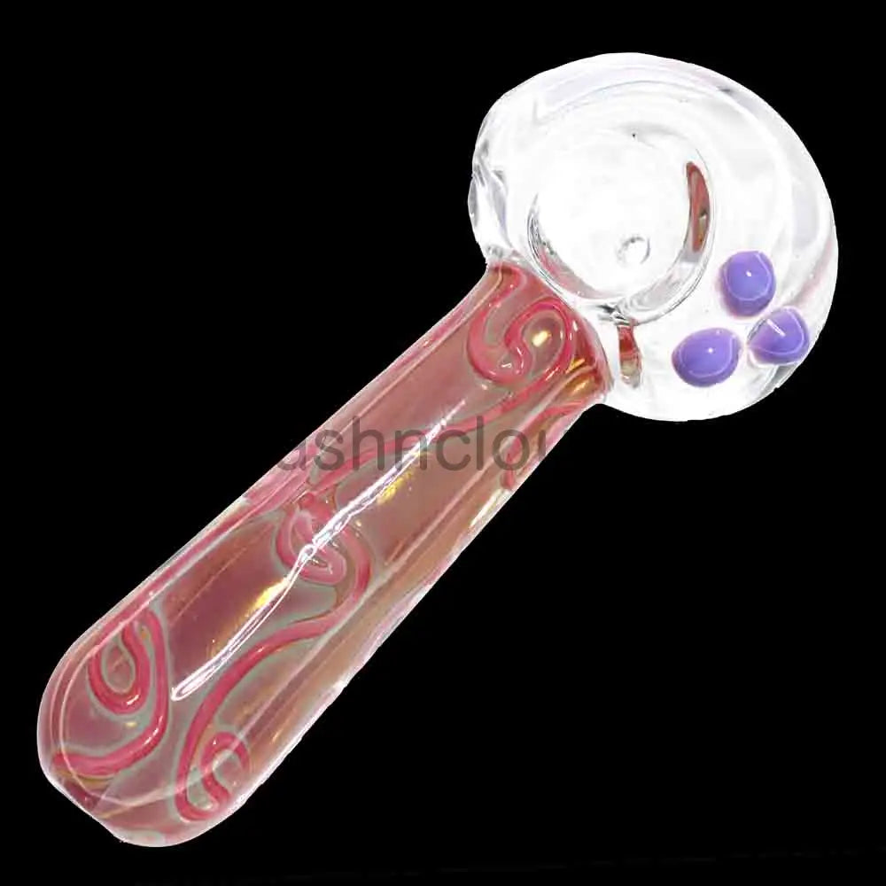 6 in - Clear Head Pink Body Glass Spoon Pipe