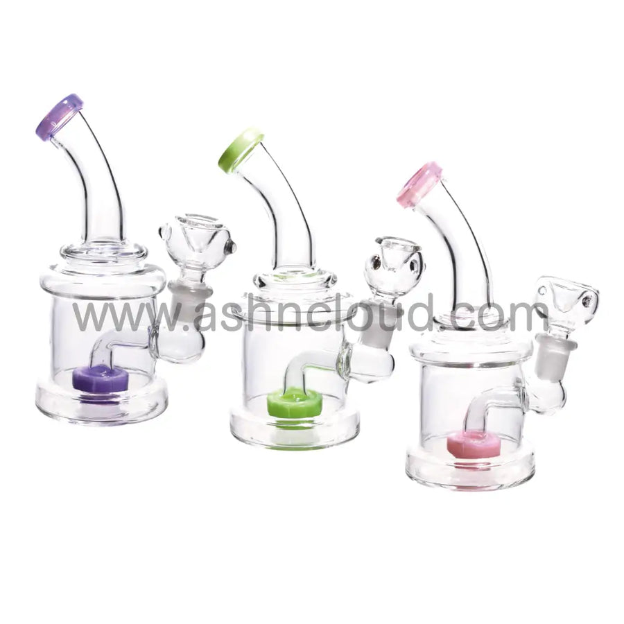 6 Inch Clear One-Tone Perc Mini Glass Bong
