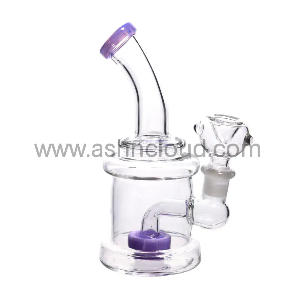 6 In - Clear One Tone Perc Mini Glass Bong