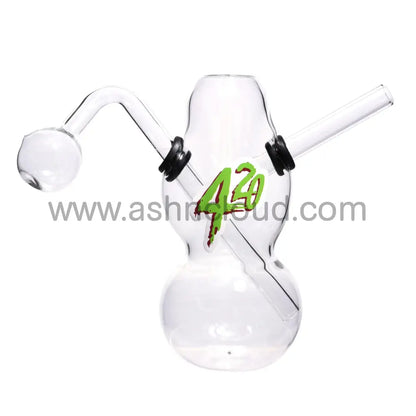 6 In - Curvy Glass Clear Oil Burner Multi-Stickers