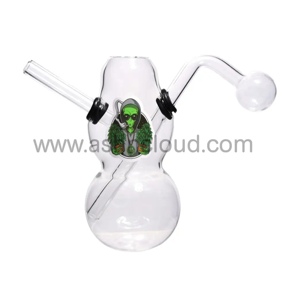 6 In - Curvy Glass Clear Oil Burner Multi-Stickers