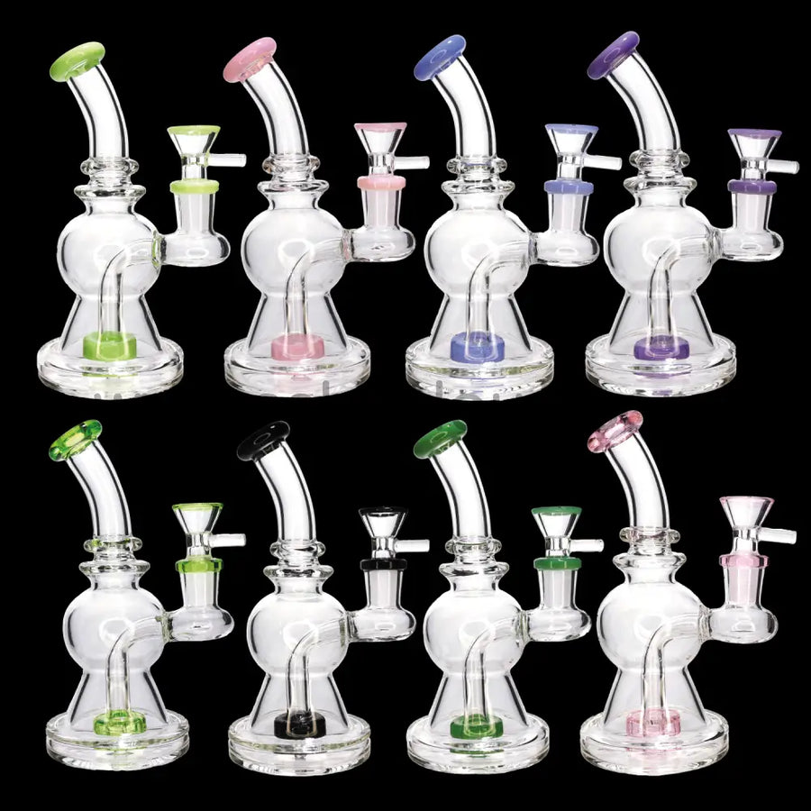 6 Inch Curvy Triangle Vent Mini Glass Bong, 8 Colors
