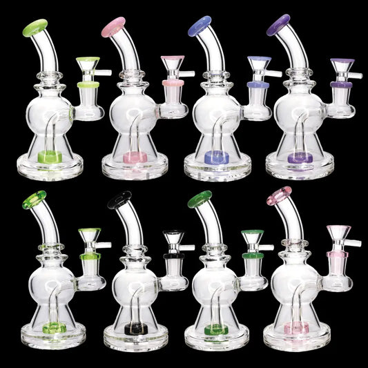 6 In - Curvy N Triangled Vent Mini Glass Bong 8 Colors