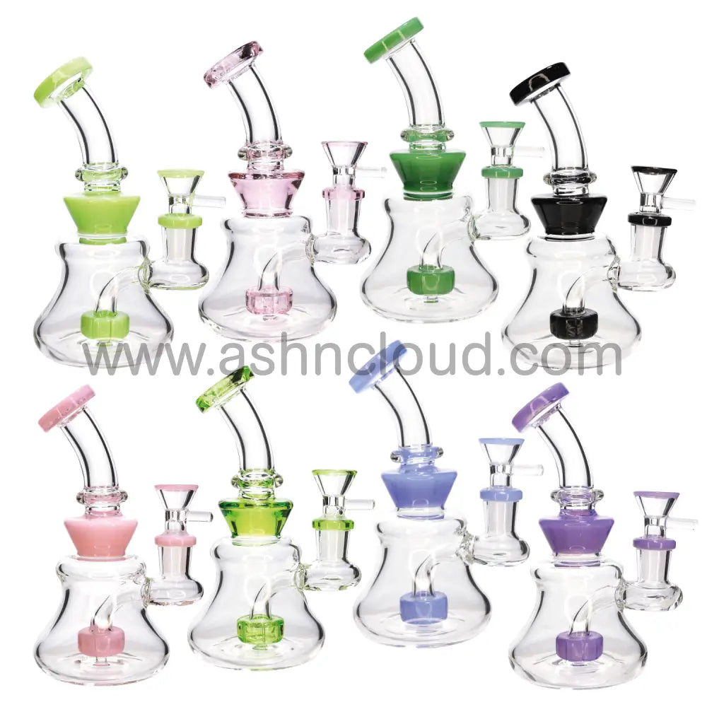 6 In - Curvy Vent Mini Glass Bong 8 Colors