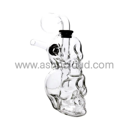 6 In - Double Skull Head Clear Glass Oil Burner