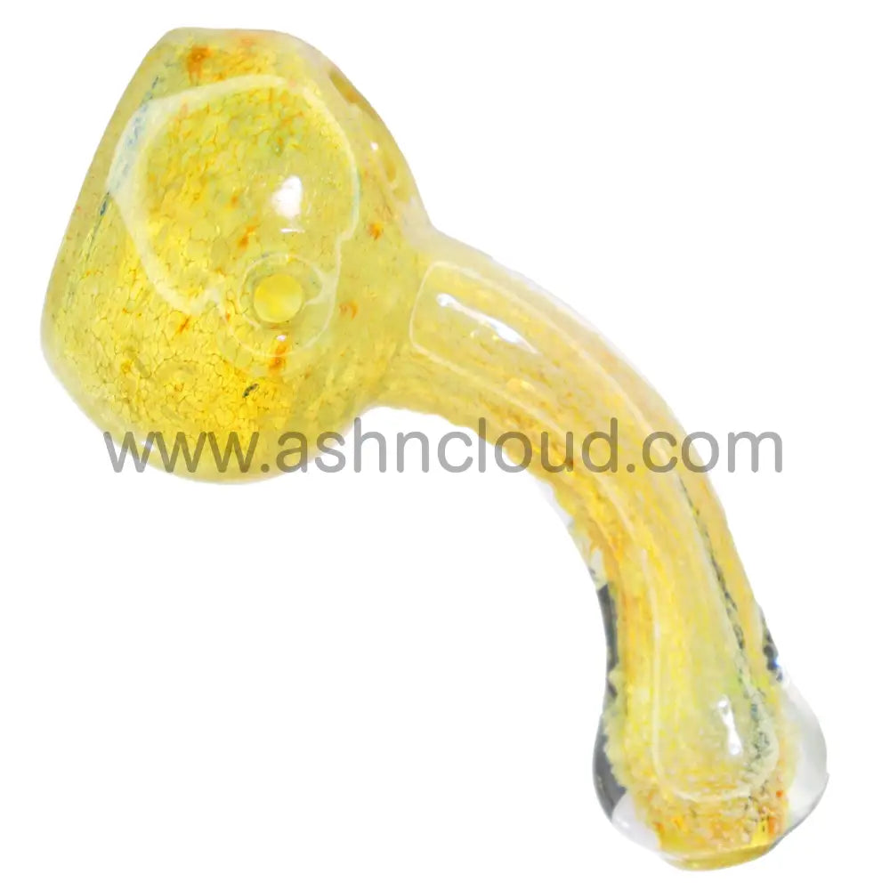 6 In - Fancy Fumed Doted Horn Handle Glass Hand Pipe Spoon