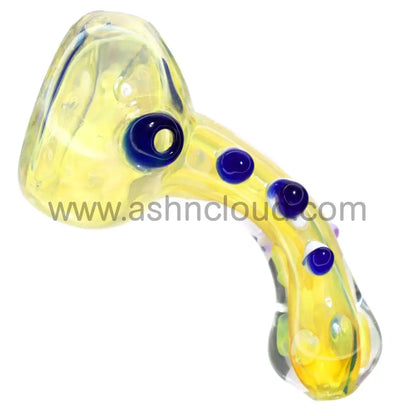 6 In - Fancy Fumed Doted Horn Handle Glass Hand Pipe Spoon