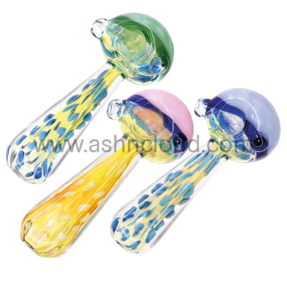 6 In - Fancy Fumed Honeycomb Glass Heavy Pipe Spoon