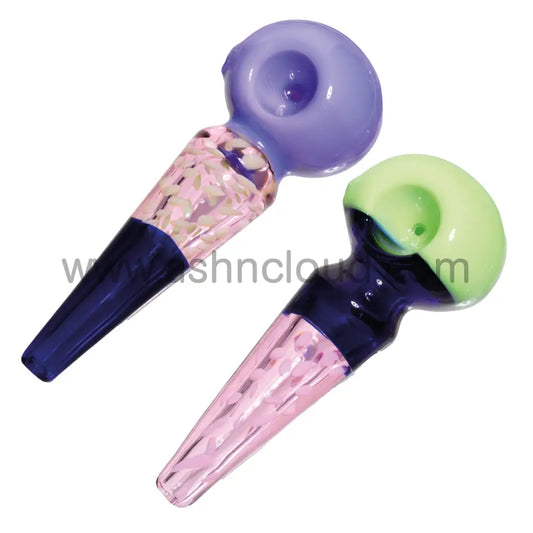 6 In - Fancy Glass Spoon Hand Pipe Multicolor