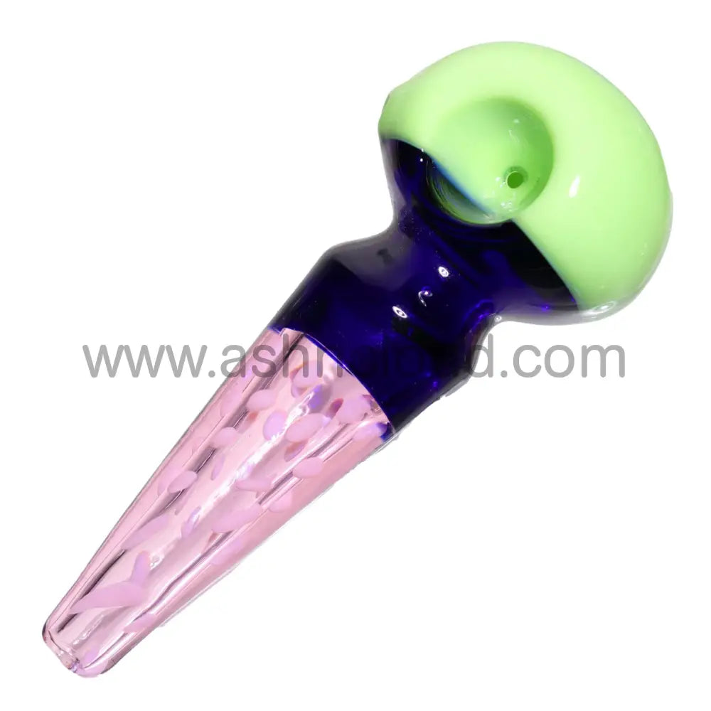 6 In - Fancy Glass Spoon Hand Pipe Multicolor