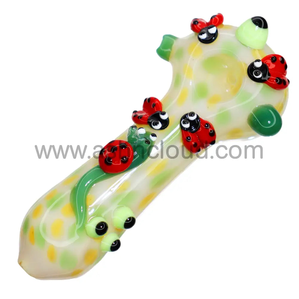 6 In - Fancy Lady Bug And Snail Hand Pipe Spoon