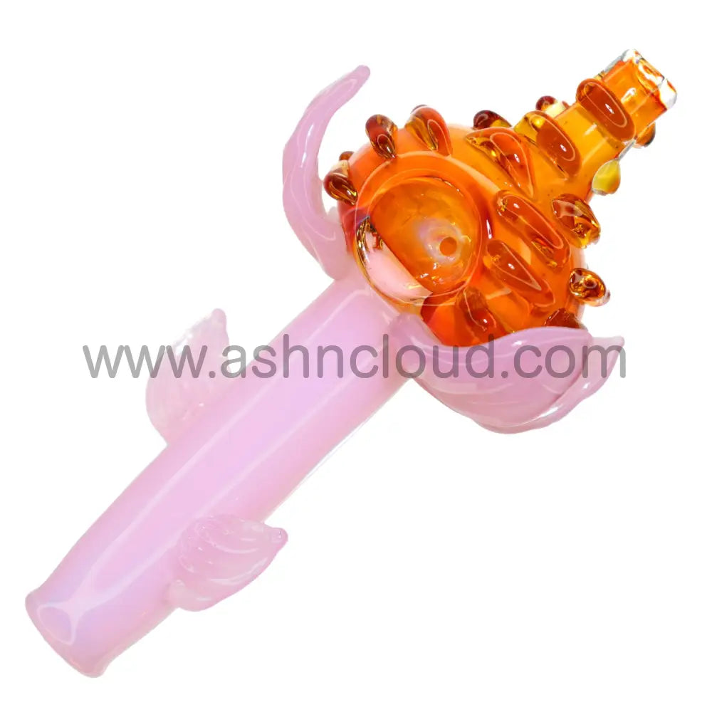 6 In - Fancy Multicolor Flowers Hand Pipe Spoon Glass