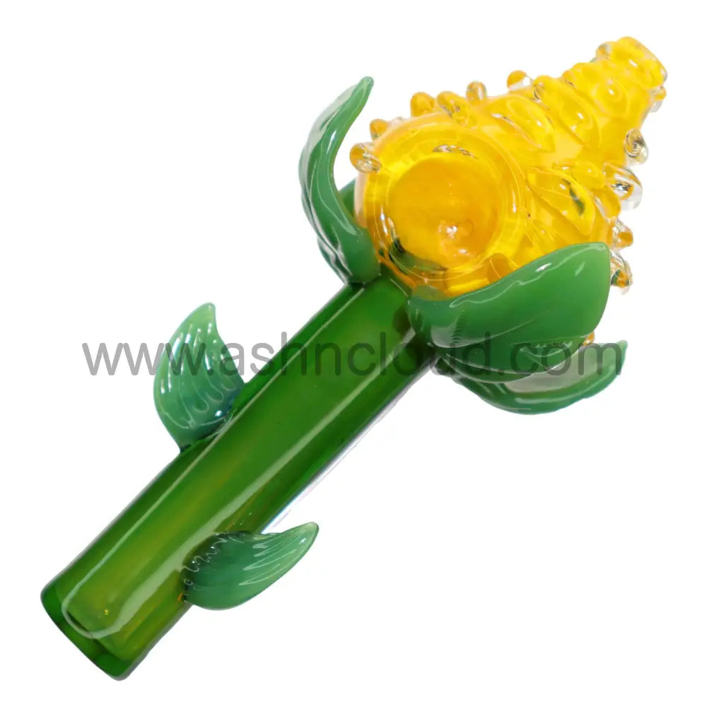 6 In - Fancy Multicolor Flowers Hand Pipe Spoon Glass