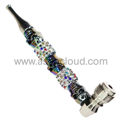 6 In - Fancy Skull Diamond Metal Pipe